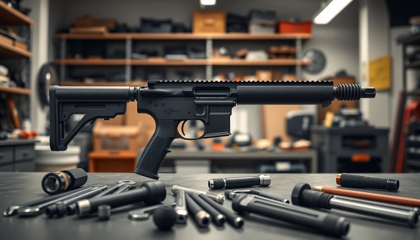 Assembling pf940v2 frame kit in a well-lit workshop, showcasing its details and tools.