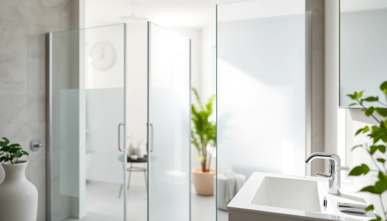 Showcase of shower screens semi frameless in a modern bathroom, emphasizing elegance and design.