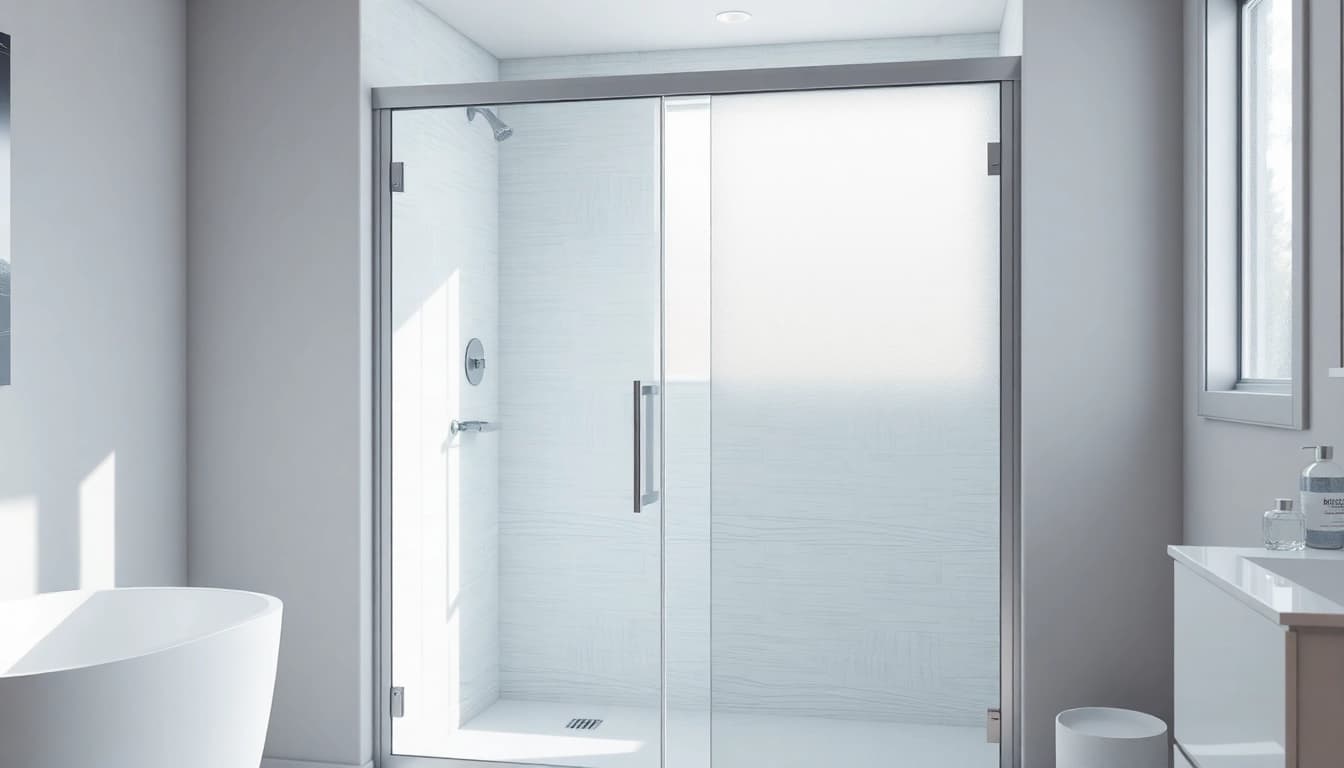 Elegant shower sliding doors featured in a modern bathroom, showcasing sleek design and smooth functionality.