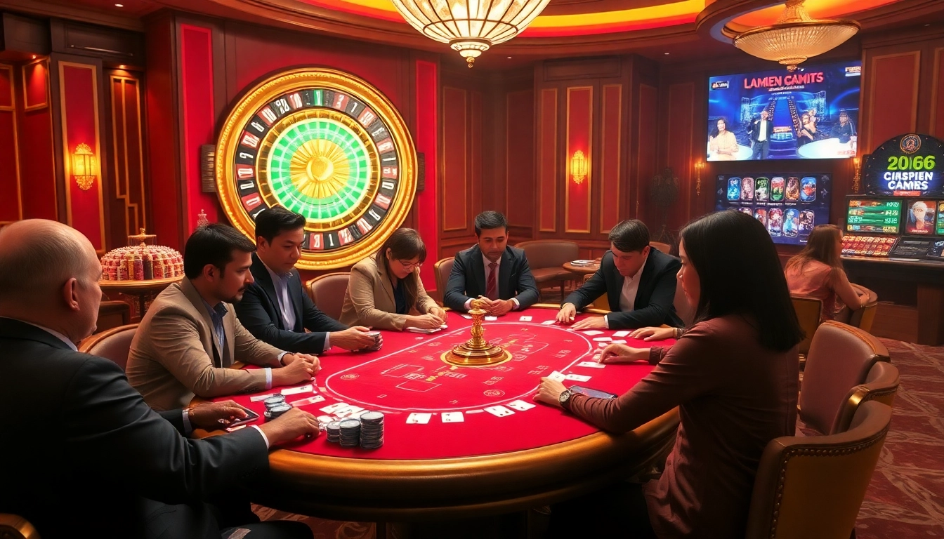 Découvrez l'excitation de casino en ligne 2026 avec des tables de jeu vibrantes et des joueurs engagés dans le poker.