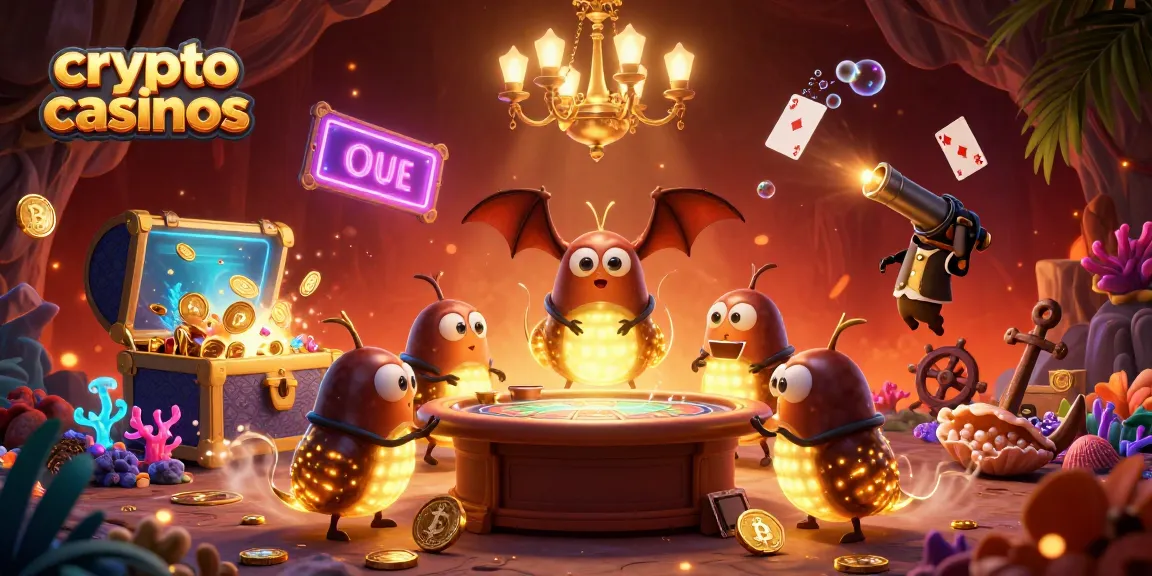 Des crypto casinos illuminés par des vers luisants et un dealer chauve-souris, plongez dans l'ambiance ludique.