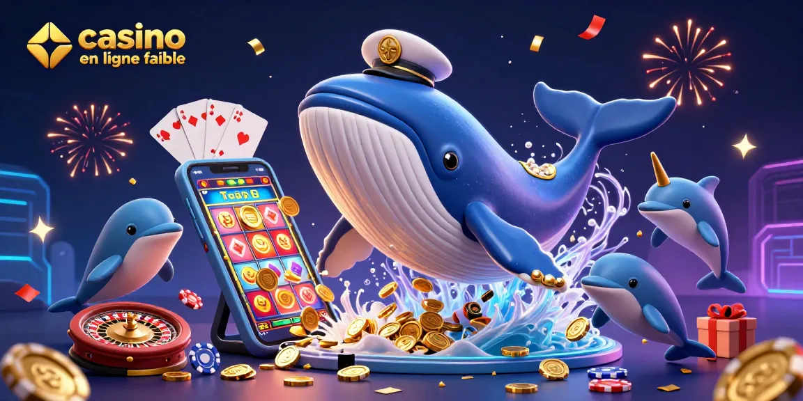 Faites l'expérience de jeux de casino en ligne fiables avec une illustration colorée de machines à sous et de dauphins ludiques.