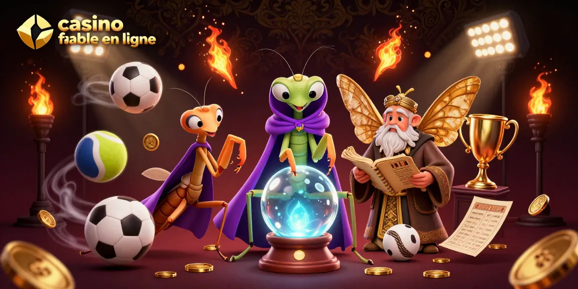 Une illustration captivante d'un casino fiable en ligne, avec des personnages mystiques et des éléments de jeu dynamique.