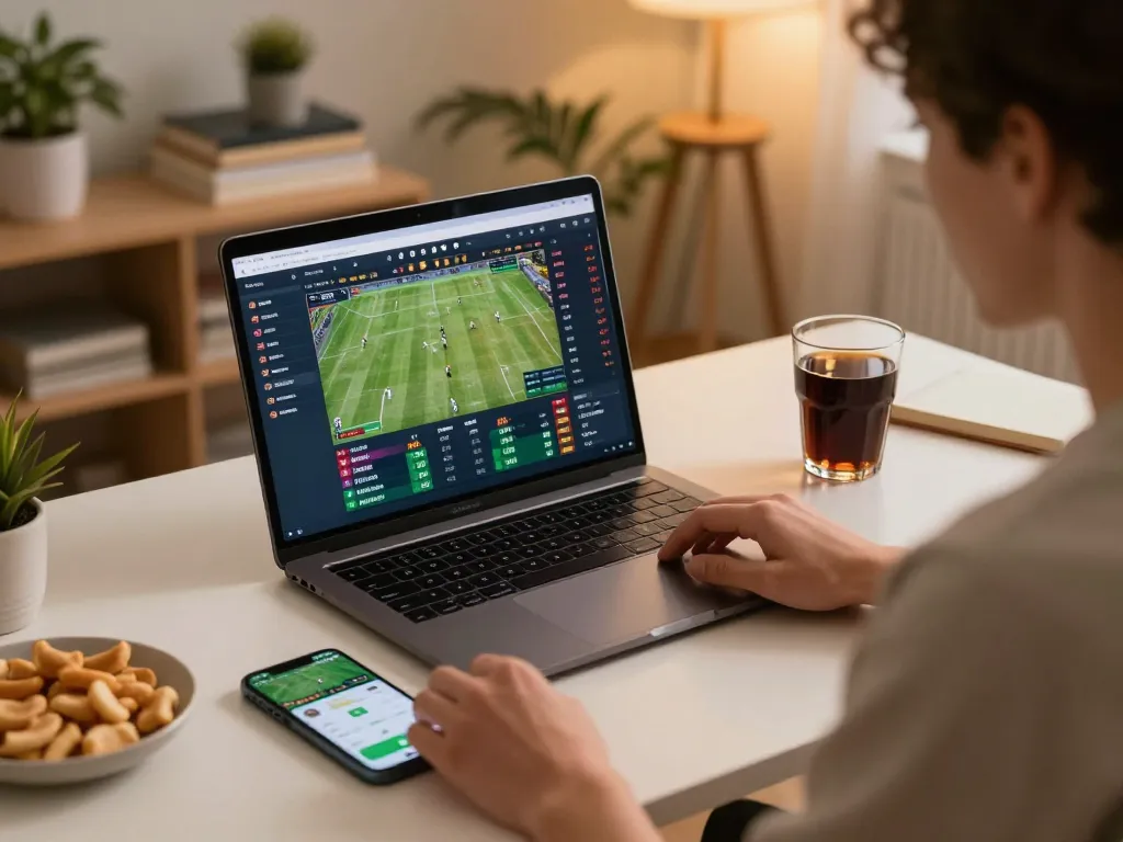 Sunwinapk betting interface showcased on a laptop during an exciting sports betting session at home
