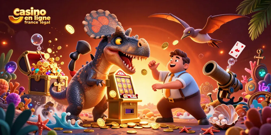 Illustration dynamique des jeux de casino, mettant en avant le casino en ligne légal en France avec des actions palpitantes.