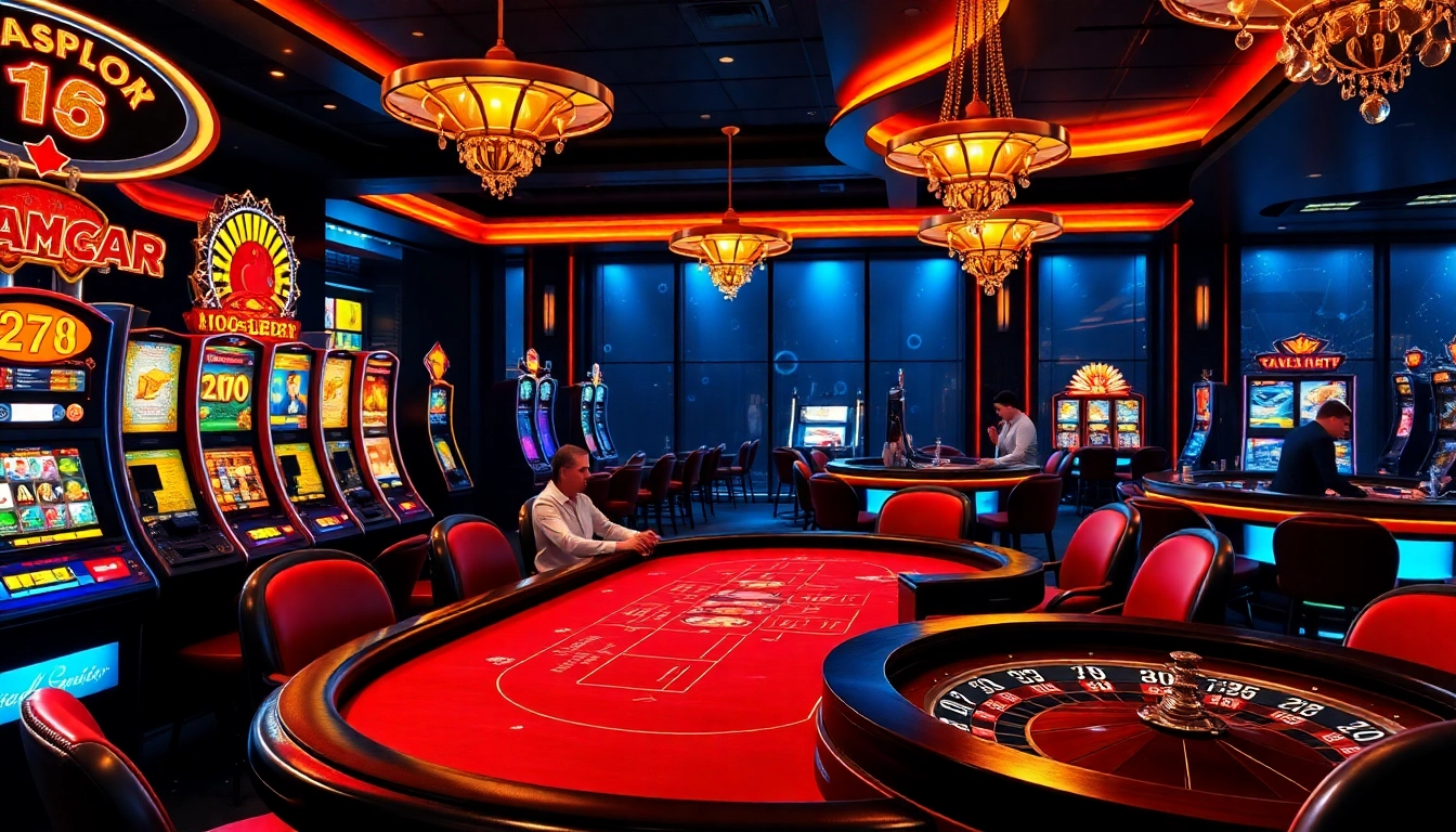 Experience thrilling gameplay at idnslot with vibrant casino visuals featuring poker, slots, and roulette.
