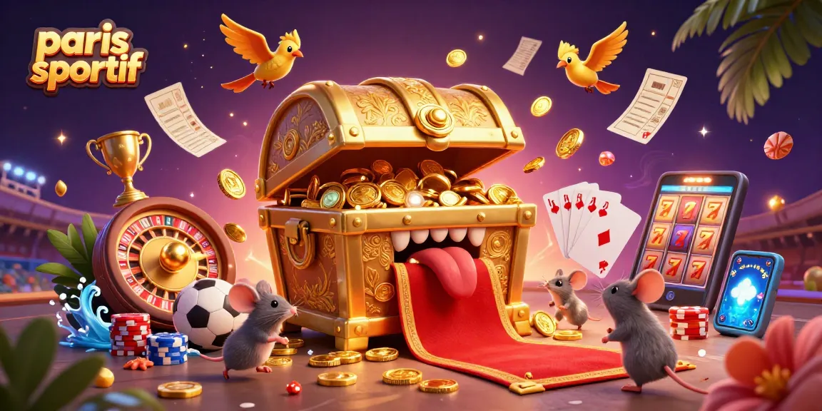 Plongez dans l'univers des paris sportifs avec une scène animée riche en objets de jeux et paris.