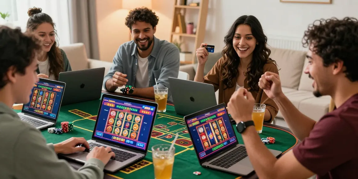 Players enjoying online gaming at credit card casinos https://aisa.org.uk in a lively home setting.