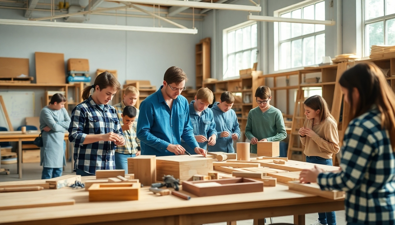 Hands-on construction classes engaging students in a workshop setting.