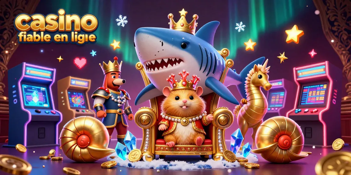 Profitez de jeux incroyables avec un casino fiable en ligne, illustrant un roi hamster et ses gardes.