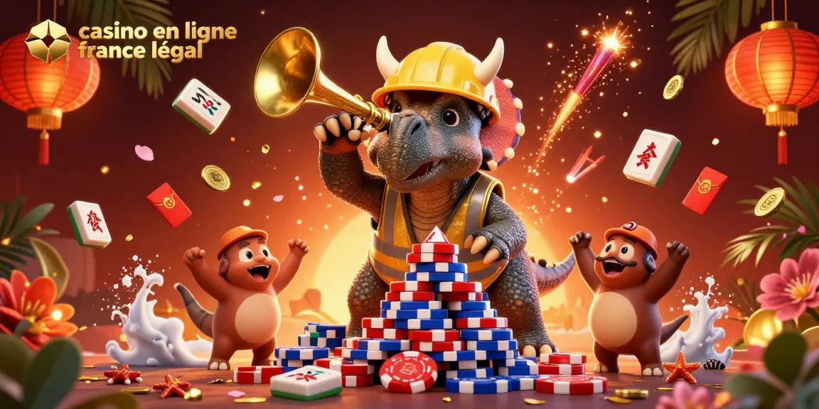 Jouez à un casino en ligne France légal avec des personnages animés construisant des jetons de poker.