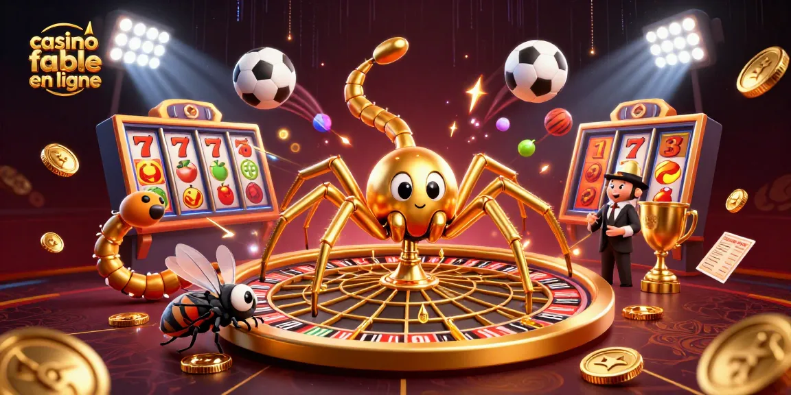 Pariez au casino fiable en ligne avec une araignée dorée, une mouche nerveuse et un croupier centipède dans un décor dynamique.