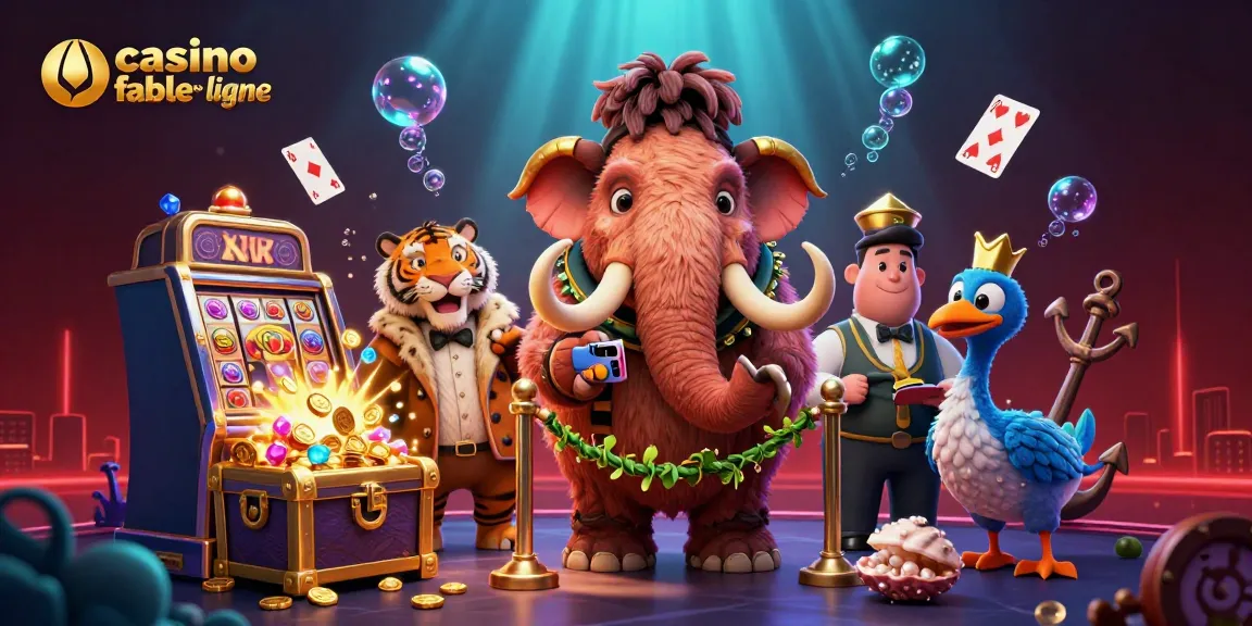 Illustration dynamique représentant un bouncer de casino fiable en ligne aux côtés d'un VIP, entouré d'éléments de jeu captivants.