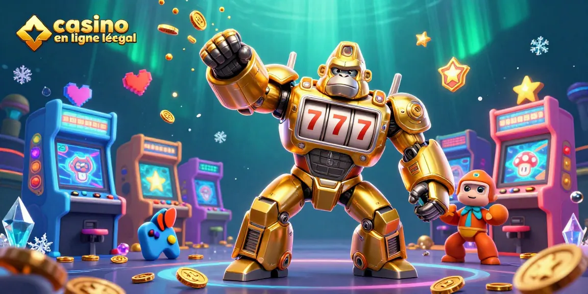 Jouer sur le casino en ligne légal en France avec un gorille mécanique et des machines colorées