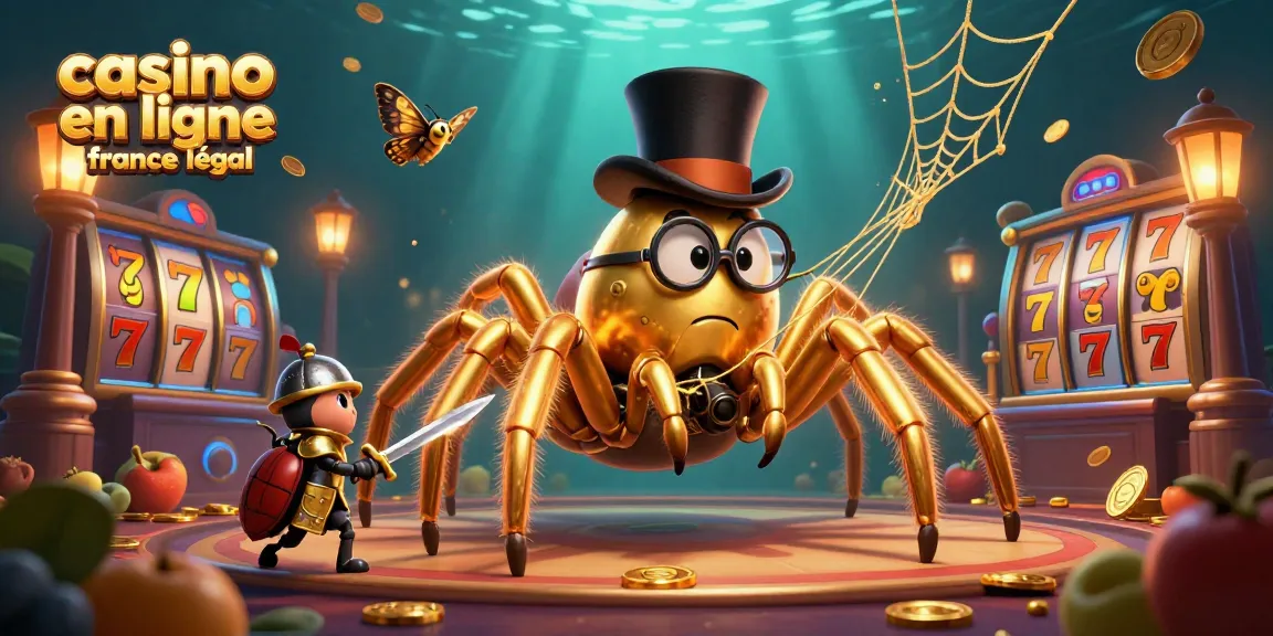 Illustration captivante d'un casino en ligne France légal, mettant en scène une tarantule dorée et un chevalier scarabée.