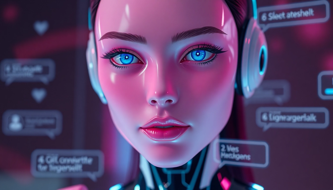 Engaging AI sex chatbot interface with a digital character, showcasing intimate conversation features.