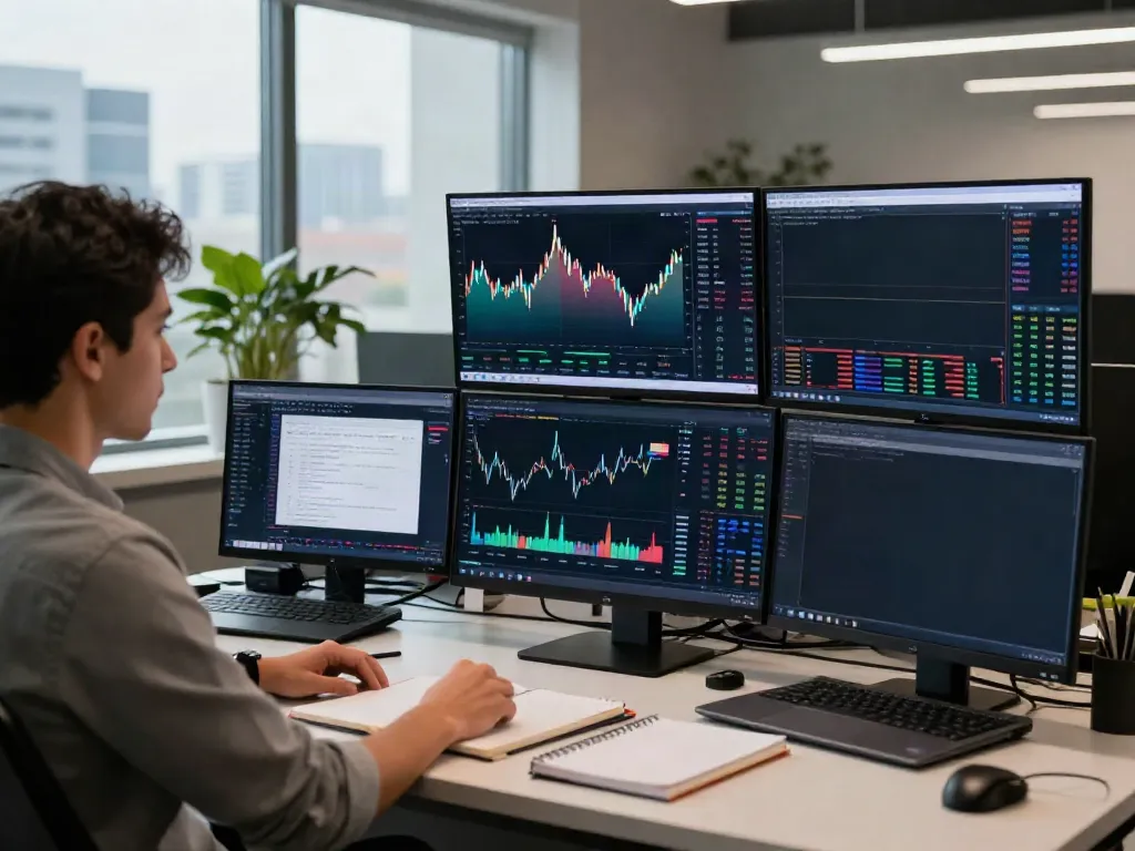 Dynamic workspace featuring TradingView charts and analysis tools, illustrating a professional trading environment.