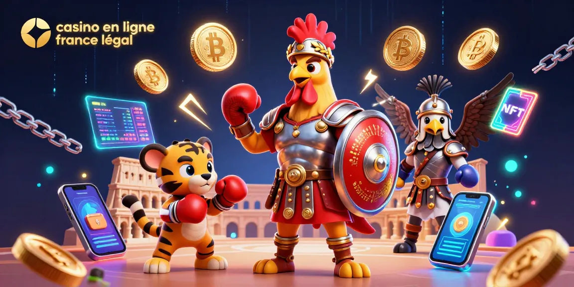 Visualisez le combat passionnant d'un coq légionnaire et d'un tigre, mettant en avant casino en ligne légal en France et crypto-monnaies.