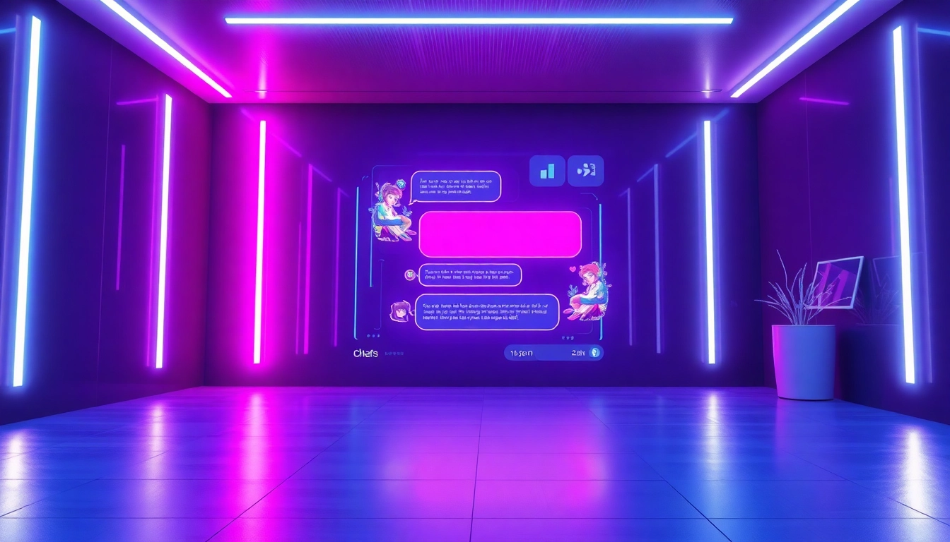 Engaging NSFW AI chat interface with vibrant colors and futuristic design.