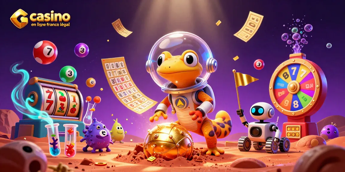 Profitez de l'univers du casino en ligne légal en France avec ce gécko martien et son rover.
