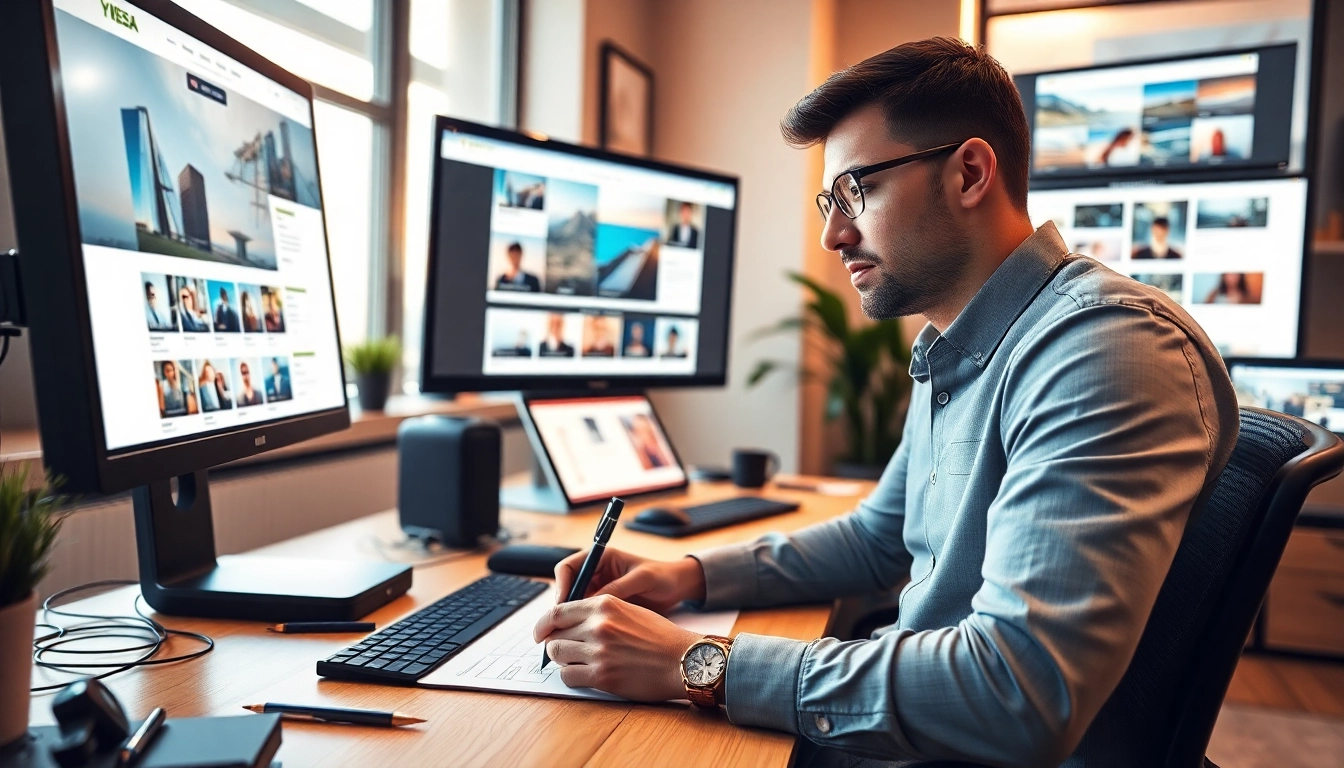 Crafting an engaging edmonton web design in a modern office environment with design tools.