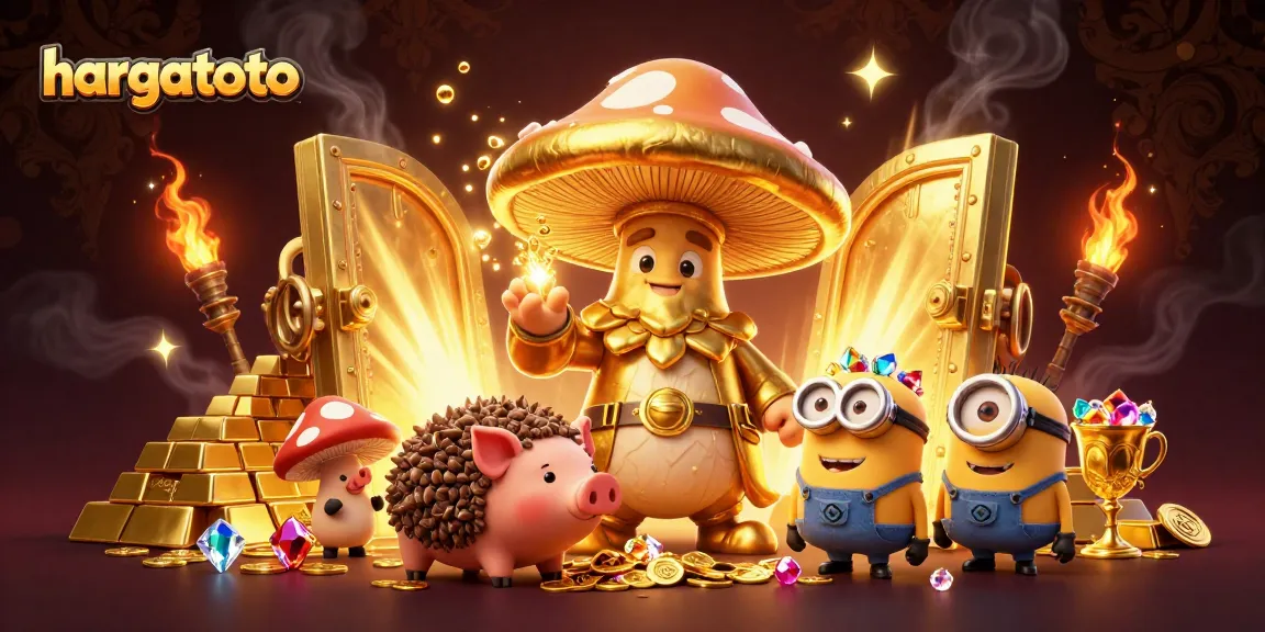 Engage with the hargatoto magic as a golden wizard conjures treasures in a vibrant casino scene.