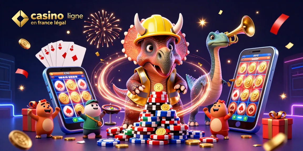 Plongez dans le monde du casino en ligne France légal avec cette illustration festive animée.