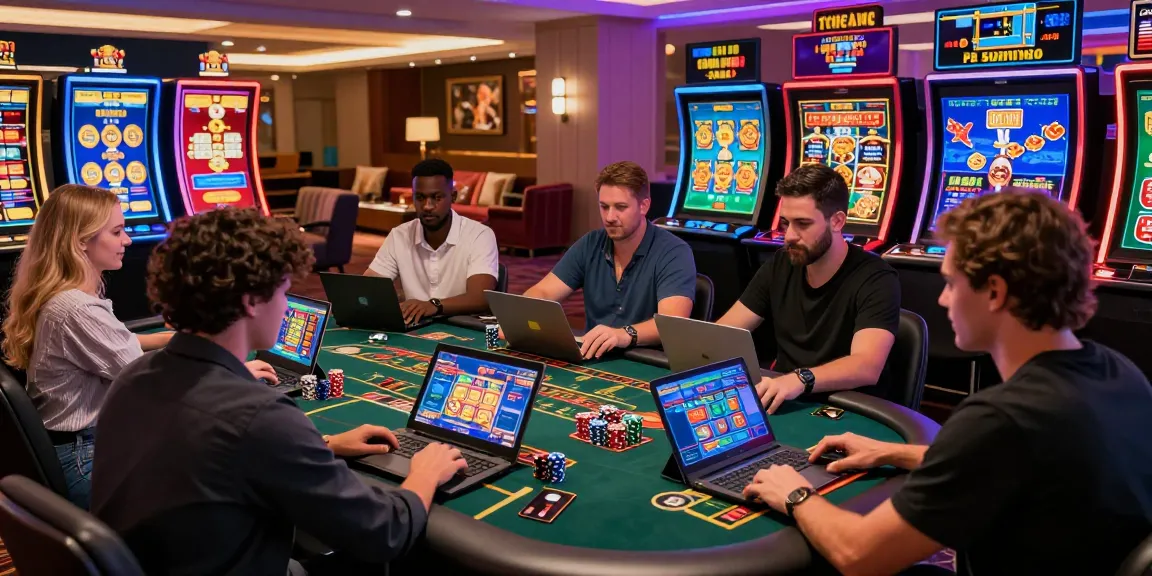 Experience the excitement at the best credit card casinos with players enjoying vibrant gaming options.