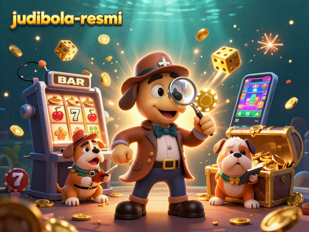 Experience thrilling betting with judibola-resmi in this vibrant 3D casino illustration full of excitement.