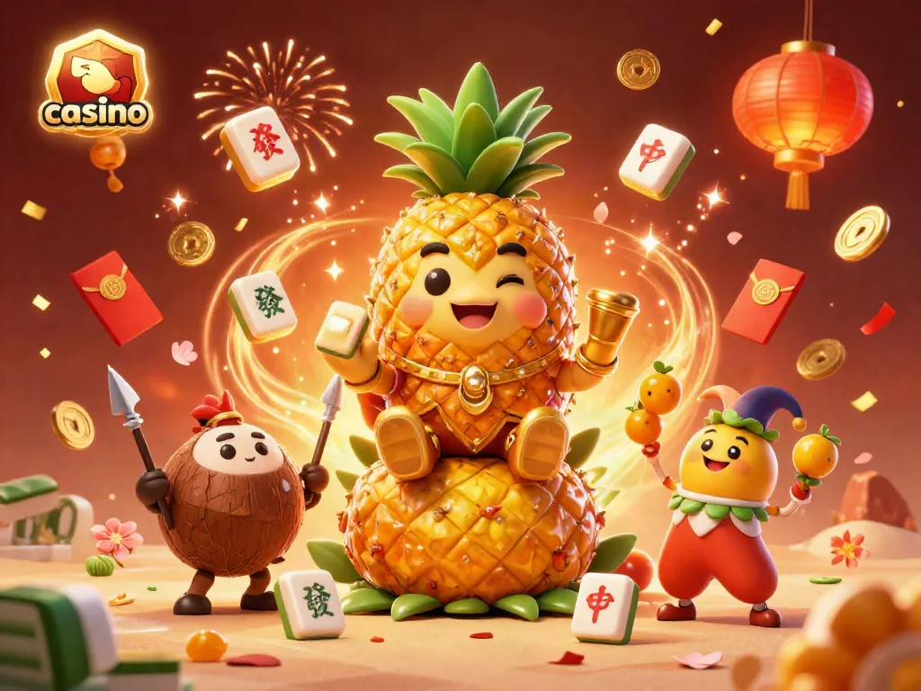 Experience the thrill of casino adventures with our golden pineapple king and magical elements in a vibrant gaming scene.