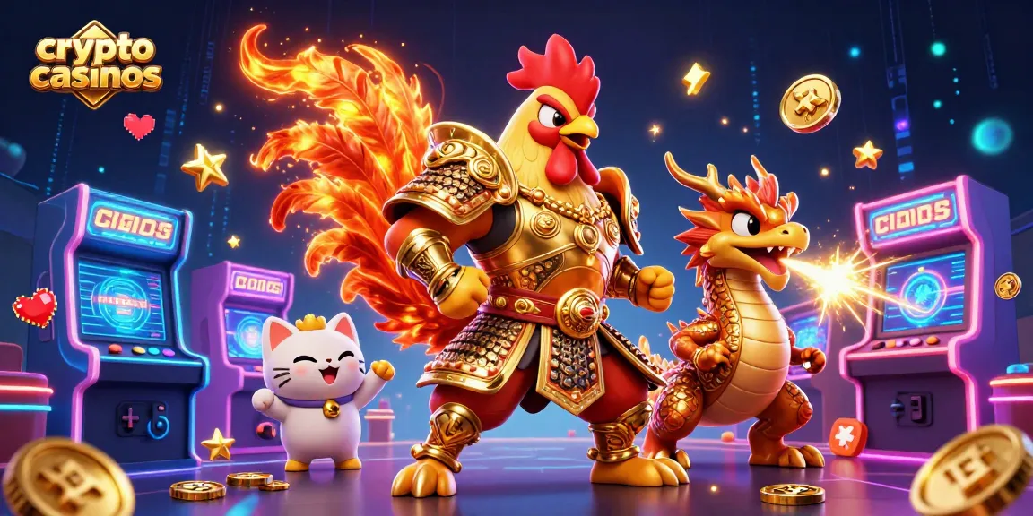 Découvrez les crypto casinos avec ce visuel animé et dynamique réunissant jeux et personnages captivants.
