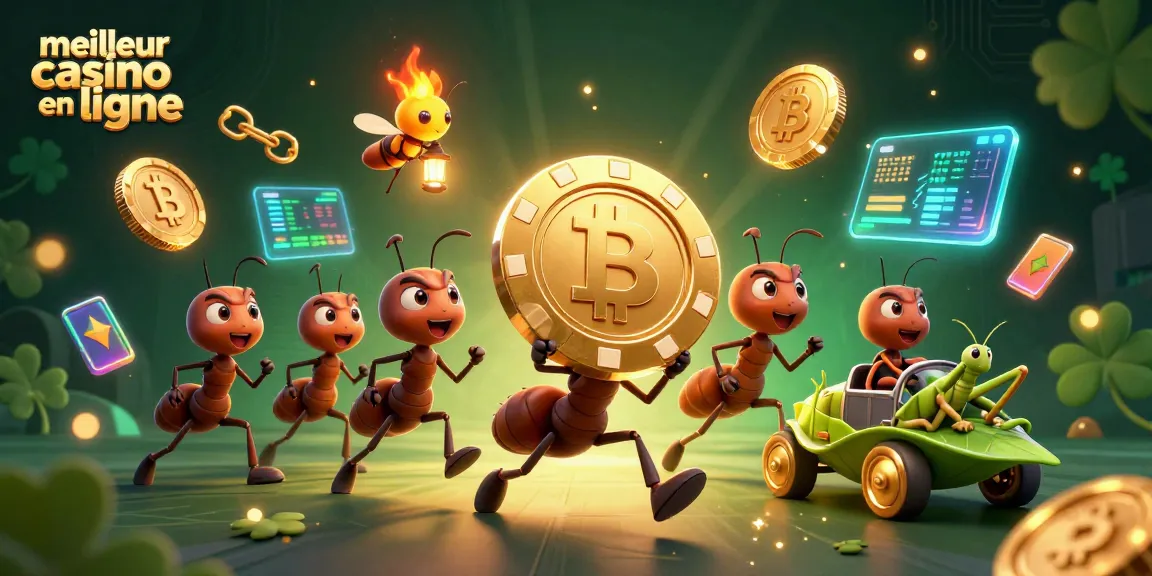 Évaluez le meilleur casino en ligne en observant les personnages luttant pour un jeton de poker doré.