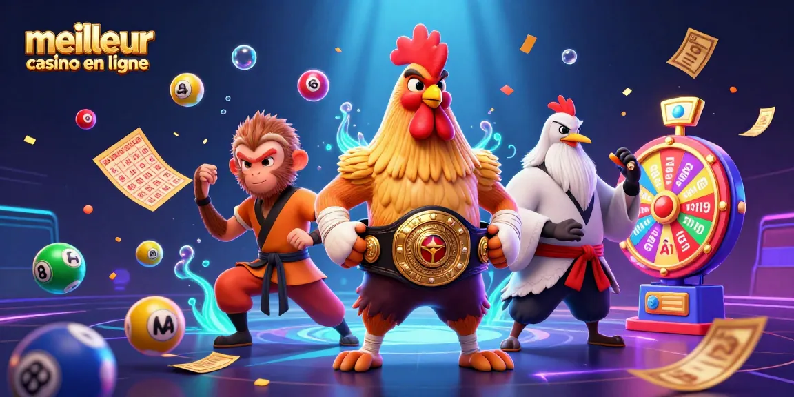 Vivez l'excitation des jeux au meilleur casino en ligne avec des personnages animés et des éléments colorés.