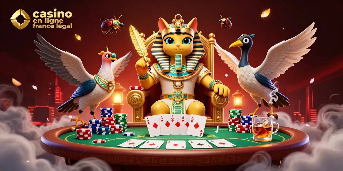 Un pharaon égyptien et un scriba s'illuminent au casino en ligne France légal.
