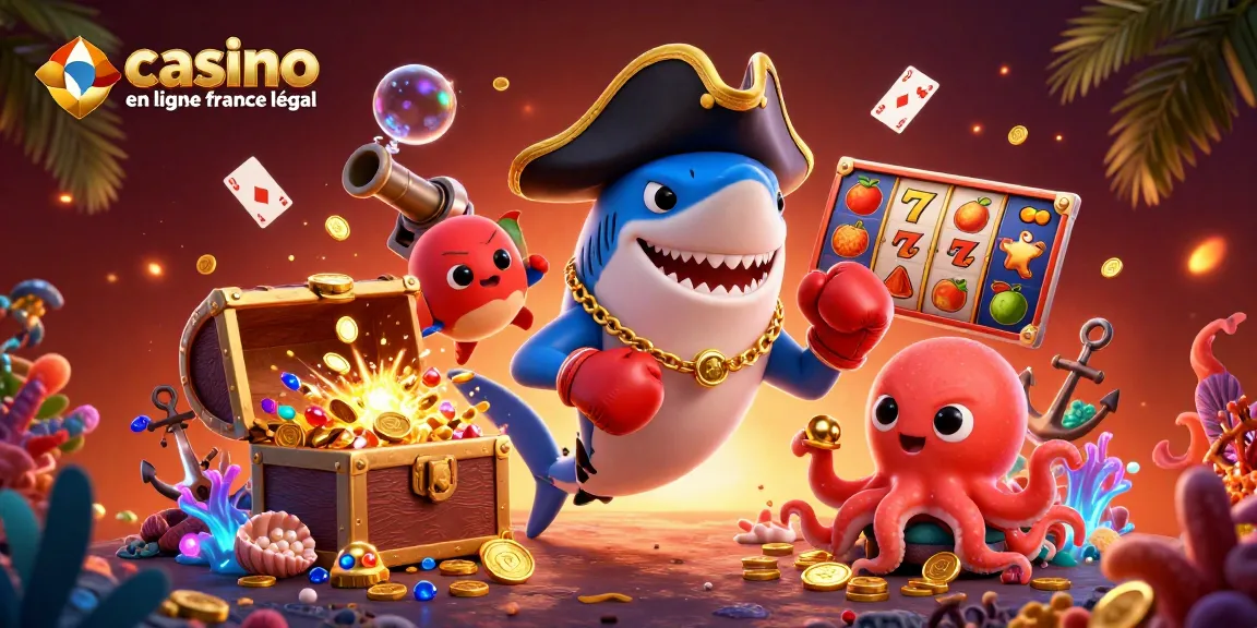 Jouez à un casino en ligne en France légal avec le requin pirate et ses amis sous-marins.
