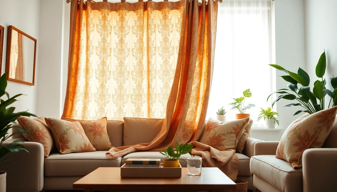 Vivacious decoratieve stof met aantrekkelijke patronen in een stijlvolle woonkamer.