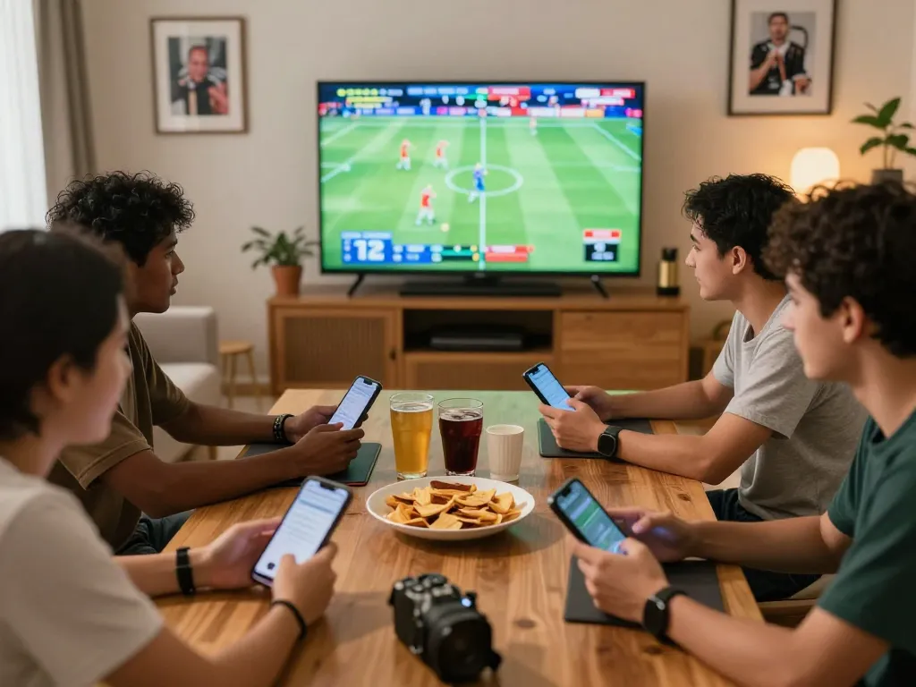 Friends engaging in online sports betting with open88 platform on devices, enhancing the gaming experience together