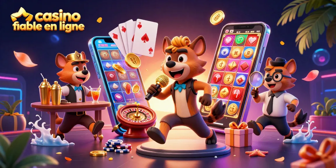 Animation de hyènes dans un casino fiable en ligne, créant une ambiance dynamique de jeu et de divertissement.