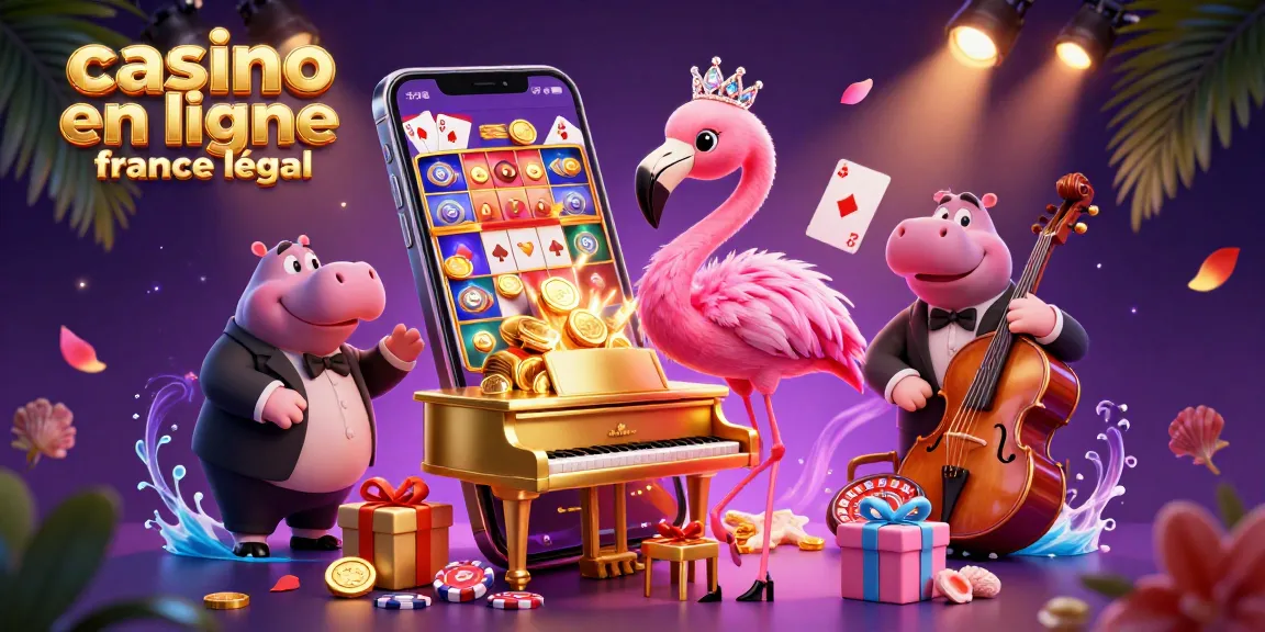 Des actions exaltantes dans un casino, illustrant casino en ligne légal en France avec un flamant rose chanteur et un hippopotame musicien.