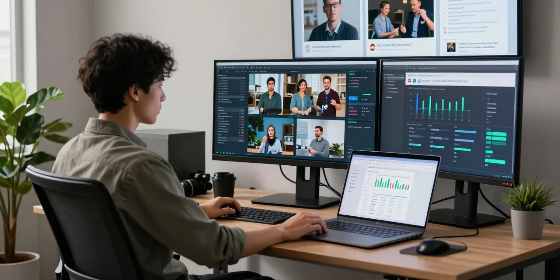 Detect AI image and analyze content moderation metrics in a high-tech office.