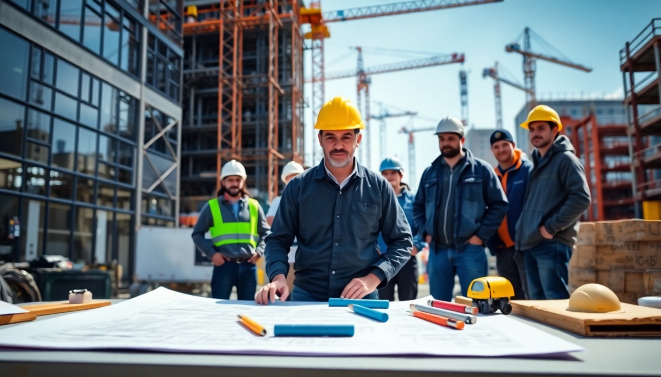 Skilled New York Commercial General Contractor leading a team on an urban construction site.