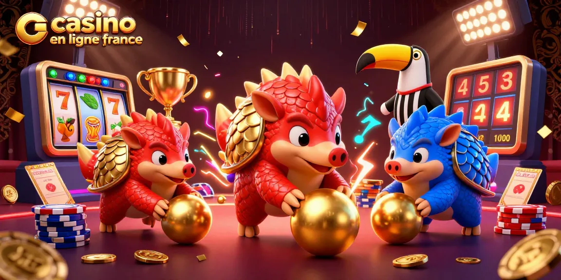 Découvrez le dynamisme du casino en ligne France avec des pangolins rivalisant sur des machines à sous dorées.