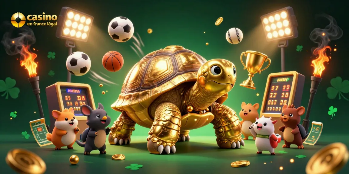 Jouer au casino en ligne France légal avec une tortue géante en pinball et des éléments de jeu captivants.