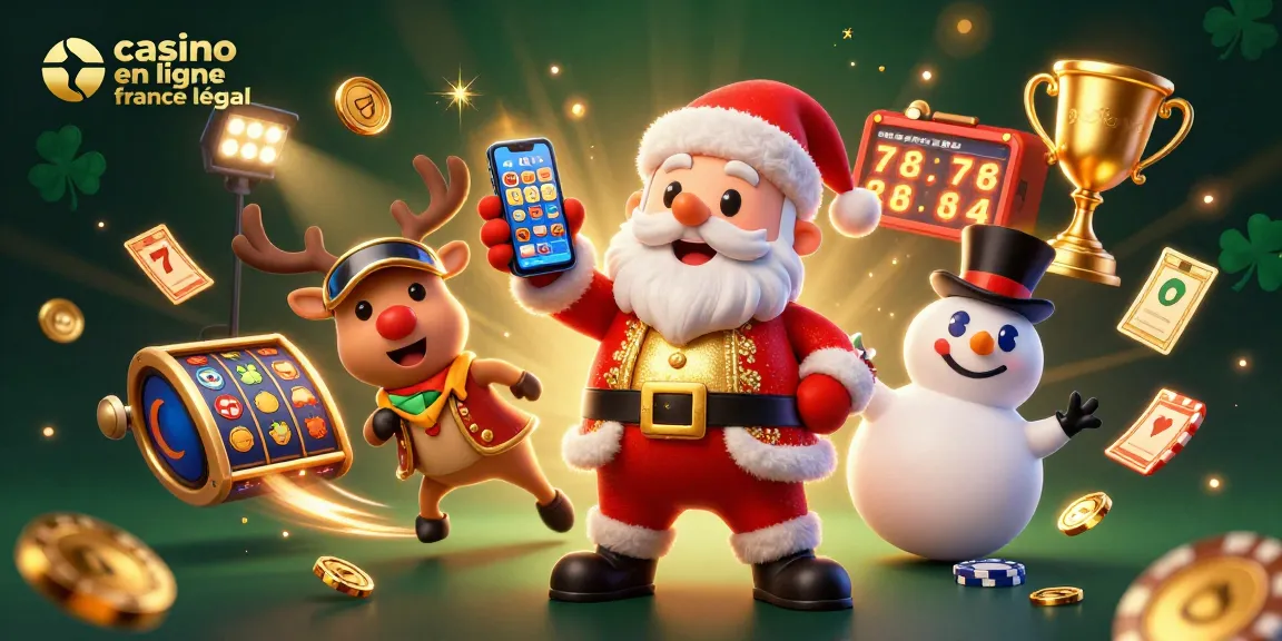 Plongez dans l'univers des jeux avec "casino en ligne france légal" et une illustration captivante de personnages festifs.