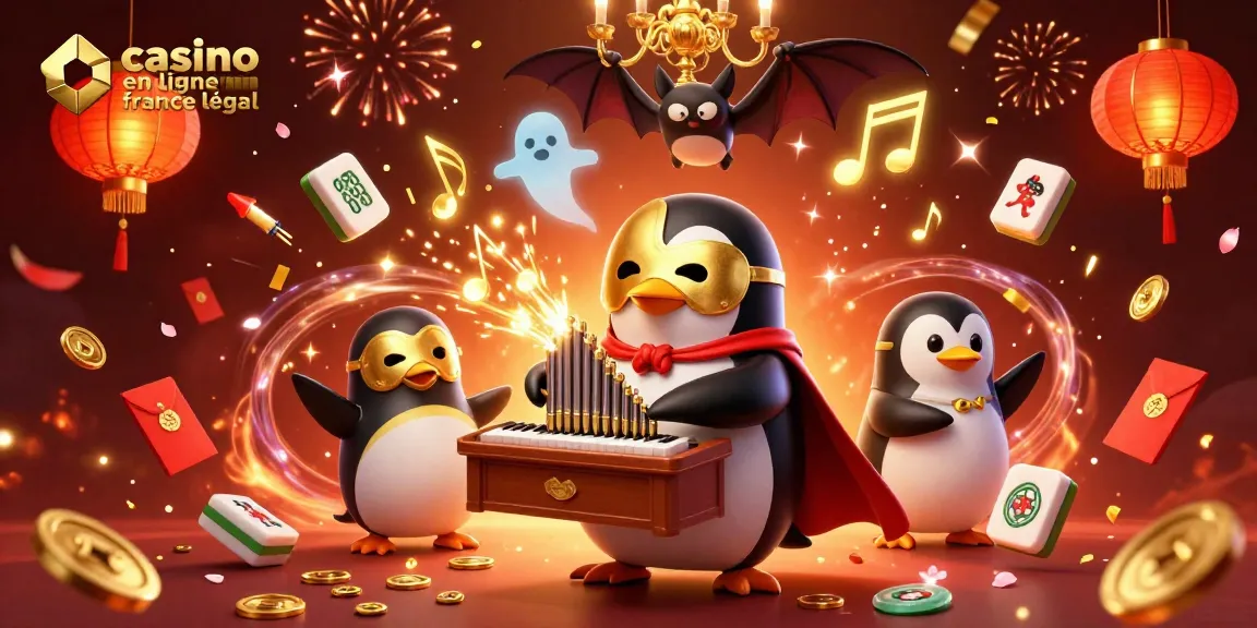 Gagnez au casino en ligne France légal avec des pièces d'or et des éléments festifs.