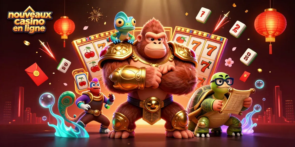 Illustration dynamique mettant en scène les nouveaux casinos en ligne avec des personnages animés et des éléments de jeu captivants.
