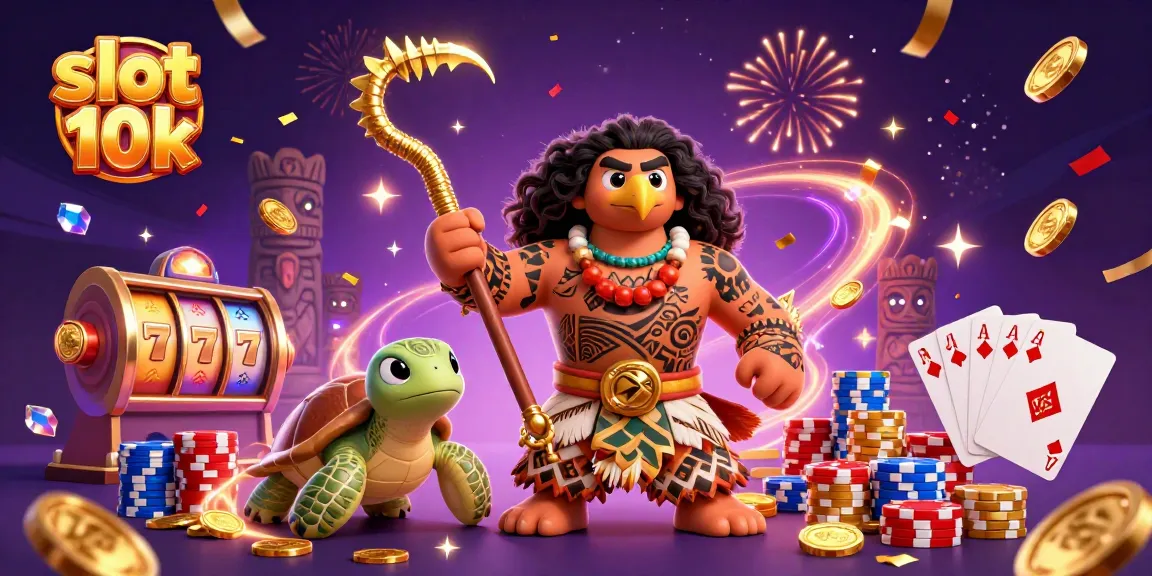 Engage in thrilling action with slot 10k and vibrant casino elements like spinning reels and sparkling treasures.