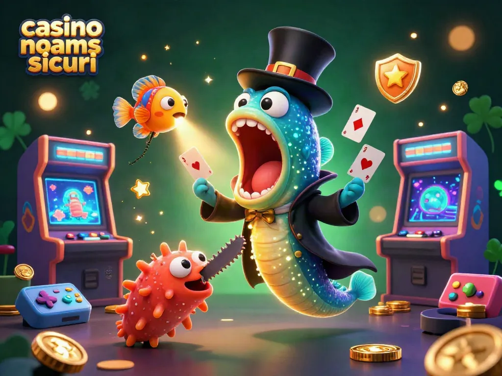 Gioca emozionanti giochi nei casino non aams sicuri con un'illustrazione colorata e divertente.