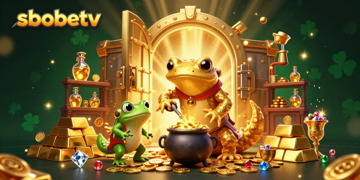 Experience sbobetv with a vibrant 3D scene of characters transforming metals into gold, showcasing the thrill of winning.