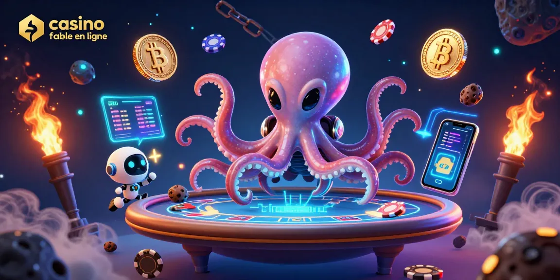 Jouer à casino fiable en ligne avec un octopus extraterrestre sur une table de poker holographique.